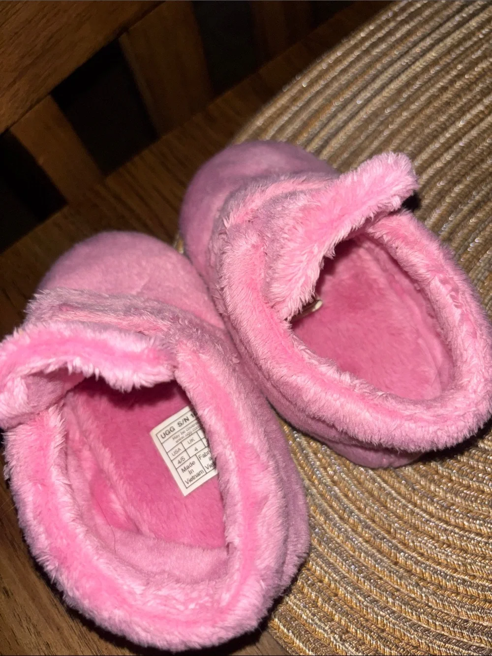 UGG Kids Plush Pink Slip-On Slippers